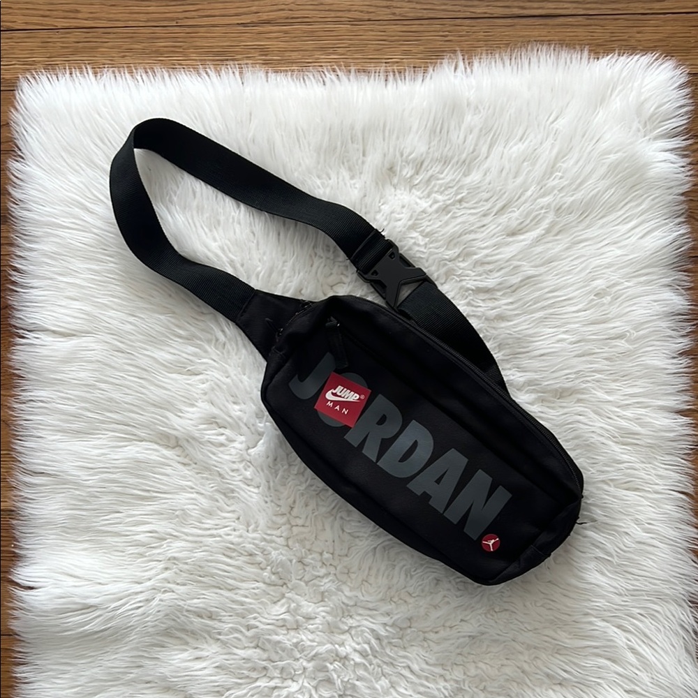 Jordan Black Crossbody Waist Bag with Gray Logo